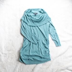 Cowl Neck Women's Med Aqua Blue 3/4 Sleeve Maternity Sweater A Pea in the Pod
